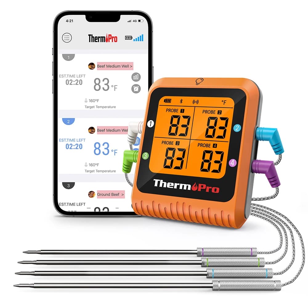 ThermoPro TP930 Digital kitchen thermometer for wireless Bluetooth rechargeable barbecue 200M with 4 meat oven probes