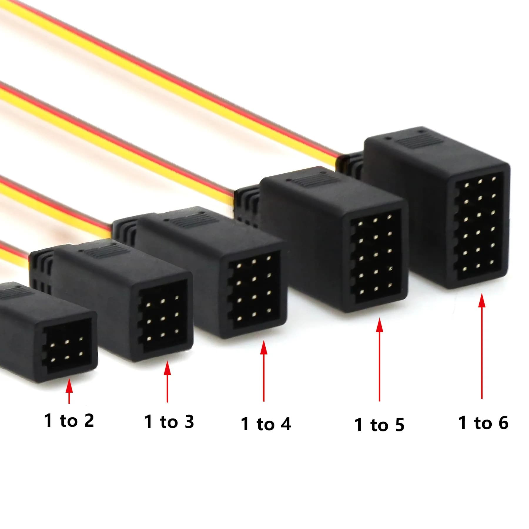 RC JR Style Servo Splitter 1 Male to 2-6 Female Y Harness Leads for RC Cars Airplane Helicopter Drone Receiver Servo ESC