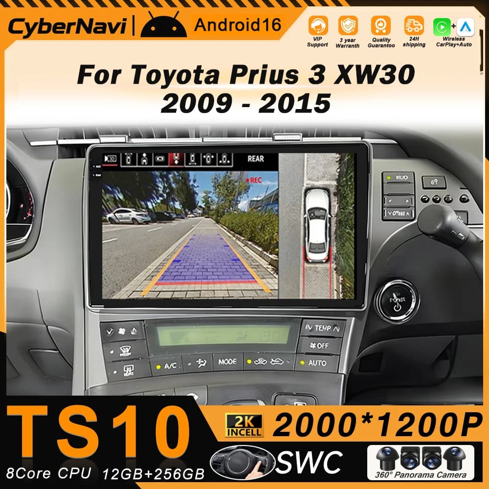 Autoradio Android for Toyota Prius 3 XW30 2009-2015, main stereo 2 Din, multimedia video player, GPS navigator, Bluetooth, 8 core, Wi-Fi 5G
