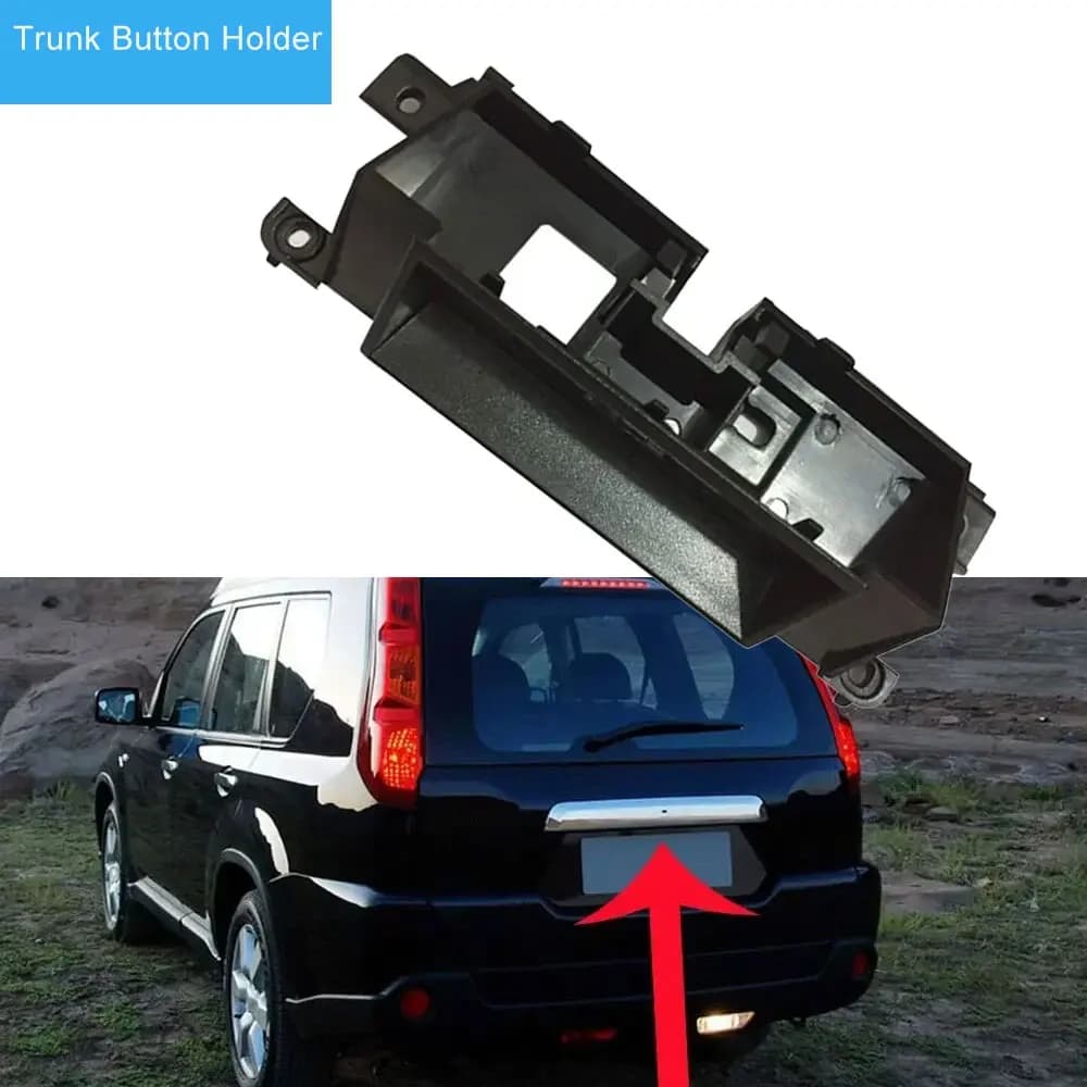 Maniglia del pulsante del bagagliaio portellone posteriore interruttore di rilascio del bagagliaio telaio della staffa del supporto per Nissan xtrail t31 Rogue 2008-2013 accessori