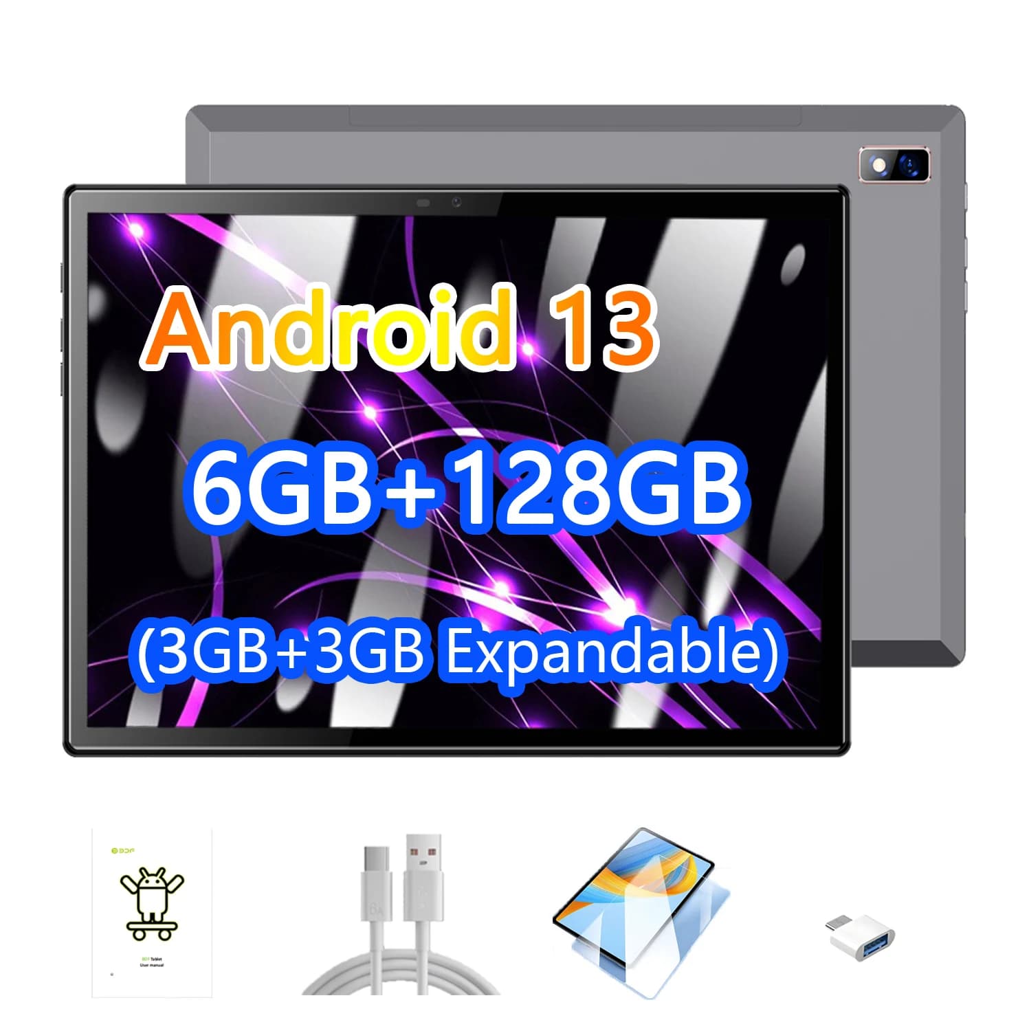 New 10.1-inch, Android 13 System, 6GB+128GB, Octa core, 4G LTE Dual Card Dual Standby, 6000mAh Battery, Type-C Google Bluetooth
