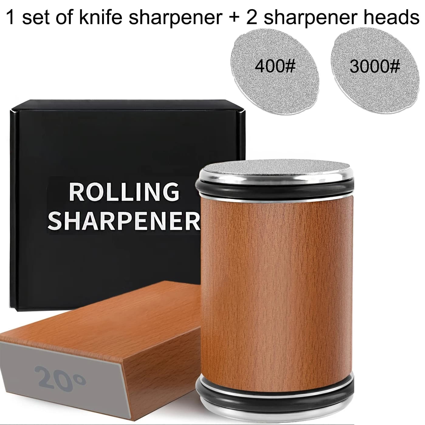 15/22 ° Double Angle Sharpeners, Magnetic Roller with Diamond Stone, Set for Sharpening Knives – Kitchen Accessories