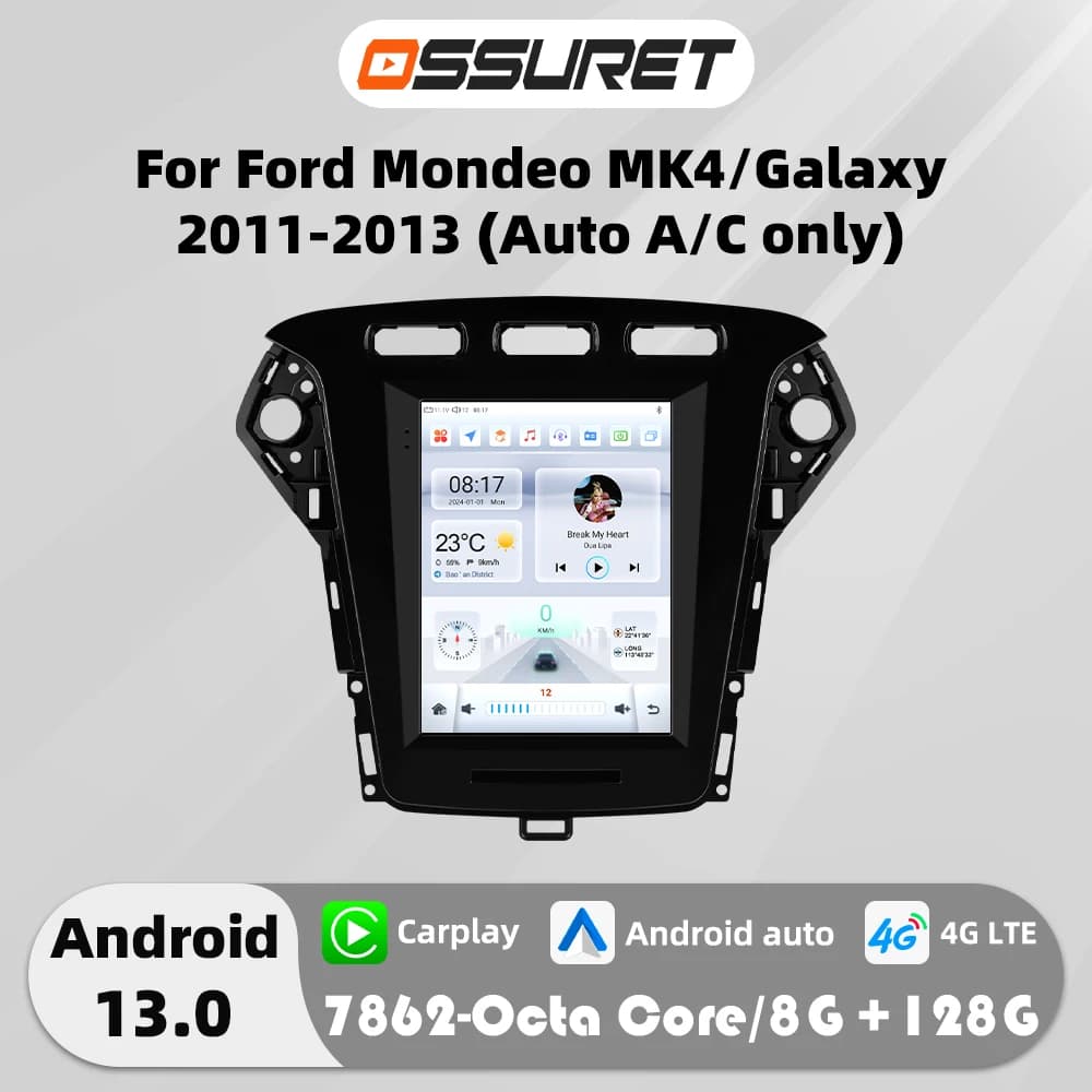 9.7 "carplay android 13 autoradio per Ford Mondeo mk4 Galaxy A/C 2011-2013 Autoradio Lettore multimediale GPS Stereo 4G SWC RDS