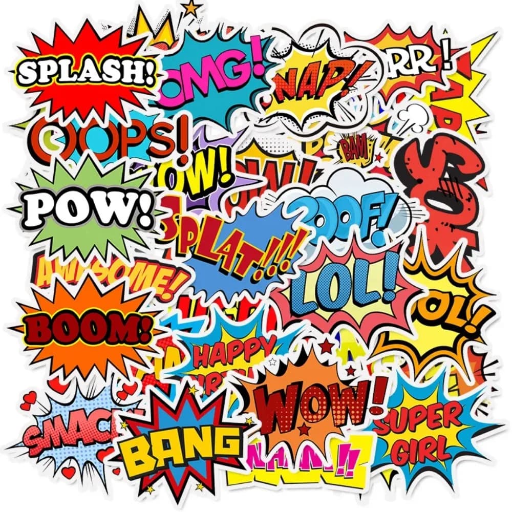 50PCS English Alphabet Sticker Graffiti Explosion Cloud Personality Trolley Case Laptop Scooter Decoration