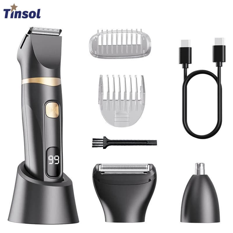 TINSOL 3-in-1 Hair Clipper for Men, Electric Hair Trimmer, Multifunctional Shaver Full-Body Washable Hair Removal Electric Razor