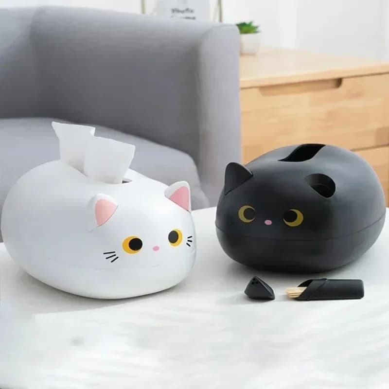 Scatola portaoggetti per tovaglioli da soggiorno Scatola per fazzoletti per gatti Kawaii Contenitore per carta da cucina Porta carta igienica da tavolo per dormitorio bagno