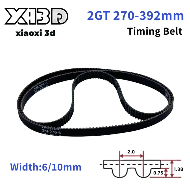 1PCS GT2 Cinghia dentata sincrona 270-392mm Accessorio stampante 3D 300mm Larghezza cinghia 6/10mm Anello chiuso Guarnizione in gomma 2GT Spaziatura 2mm
