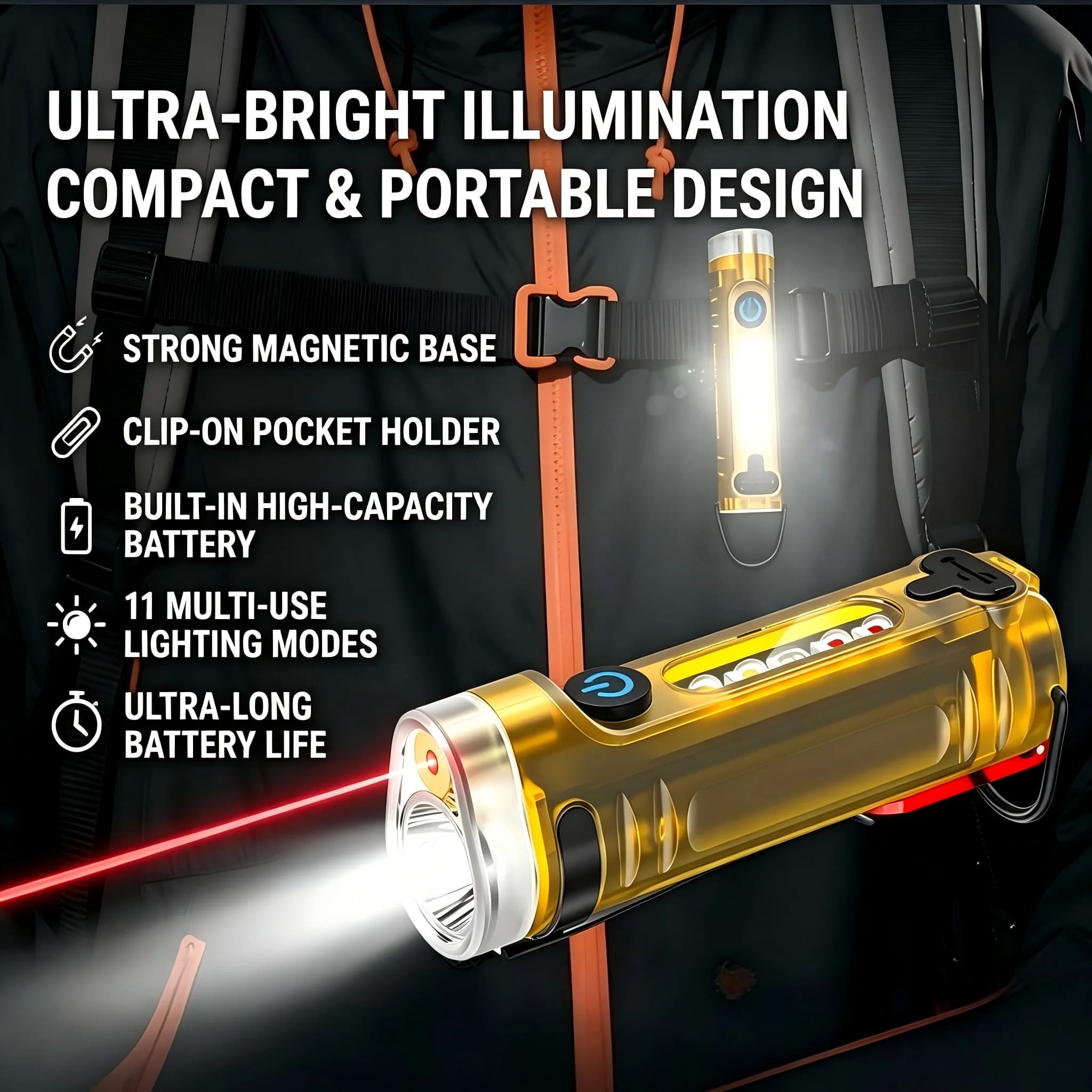 USB Rechargeable Mini Keychain Flashlight Infrared Side Light Portable Outdoor Emergency Torch Waterproof Daily Carry LED Lamp