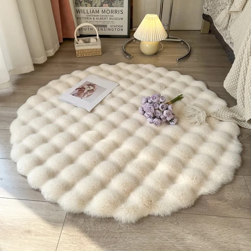 Tappeto in finta pelliccia di coniglio Tappeto morbido e soffice Tappeto rotondo per divano Tappetini comodi Decorazione del soggiorno Accessori per la casa