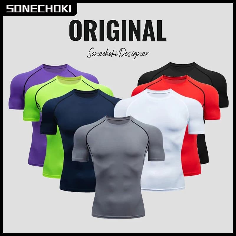 Men's Running Compression T-shirt, Short Sleeve, Gym Clothing, Fast Drying, Sporty Clothing, T-Shirt Fitness, Top Training