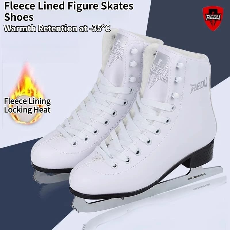 Kids Adults Figure Ice Skates Hard Shell Lace Up Ice Skating Boots Warm Liner Ankle Support Beginner Ice Skates Size EU30-EU44