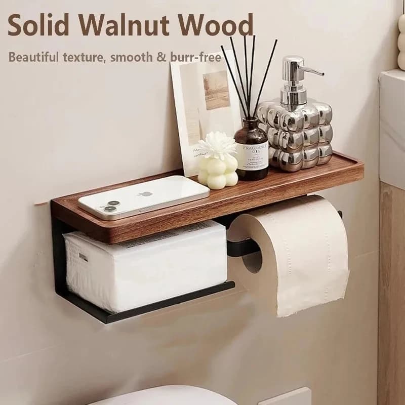 Porta fazzoletti da parete in legno in stile nordico di lusso, senza foratura, porta carta igienica, decorazione per la casa, accessori per il bagno
