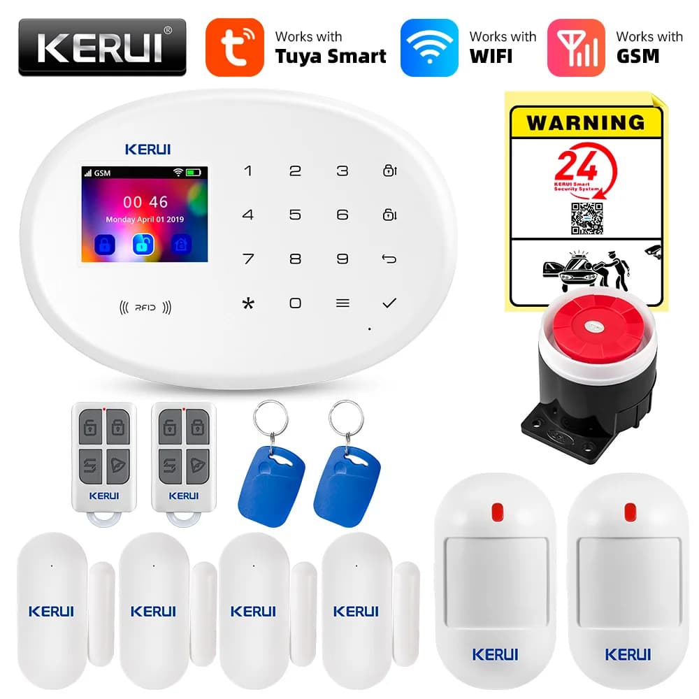 KERUI Sistema di Allarme Per La Sicurezza Antifurto Domestica 433 MHz WiFi GSM Allarme Senza Fili Tuya Smart House App di Controllo Rilevatore di Movimento Sensore