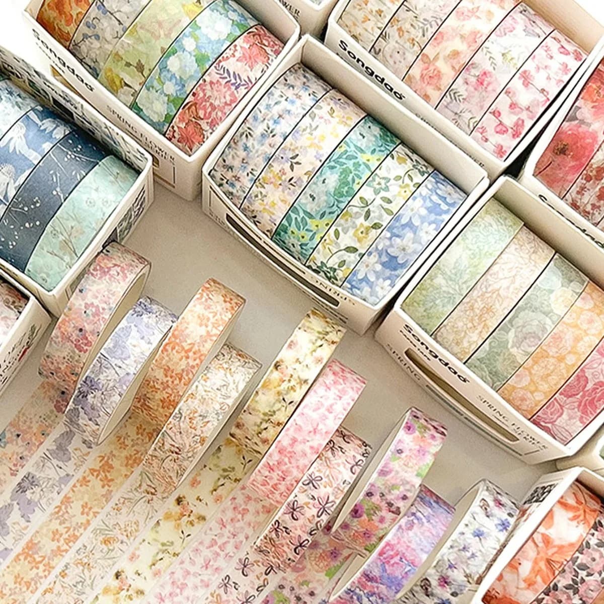 5 rotoli di nastro washi decorativo romantico a forma di fiore, simpatico nastro washi decorativo fresco per agenda fai da te, forniture per studenti, regali