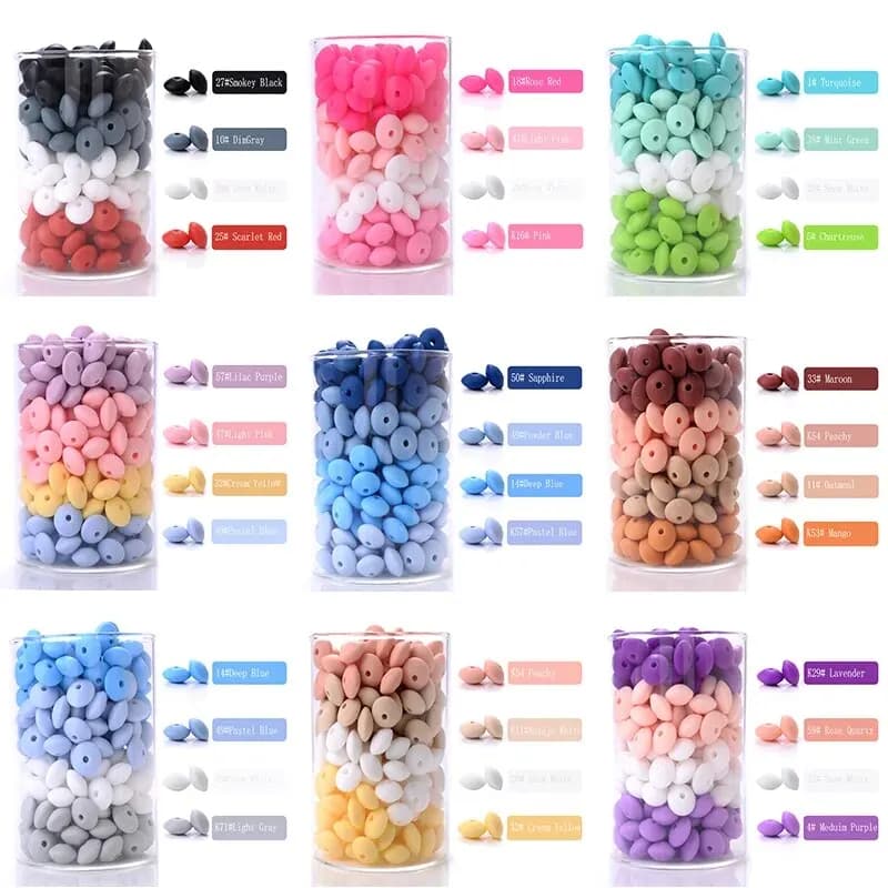 50 pz/lotto 12mm perline distanziatrici in Silicone per ciondoli fai da te accessori per l'allattamento neonato collana catena ciuccio giocattolo per la dentizione senza BPA