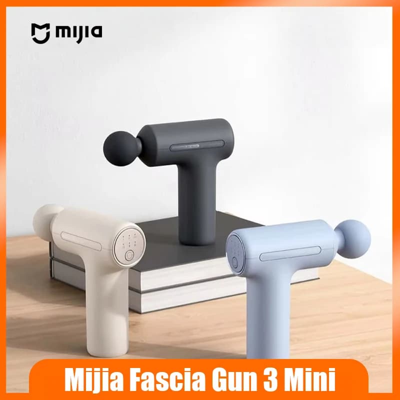 New MIJIA Mini Muscle Massage Gun 3, Portable, 12kg Push, Silent Brushless Motor, 3 Massage Heads, Body Relaxation, Type-C