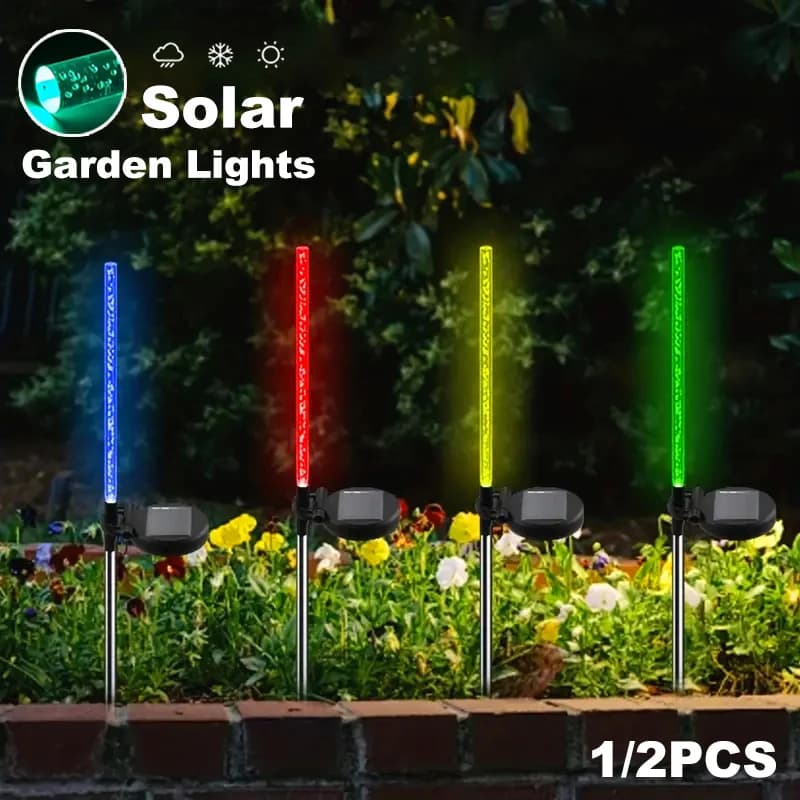 Luce solare da giardino 1/2 pezzi lampada solare esterna impermeabile RGB Bubble Stick Light per cortile campeggio festa vacanza decorativa