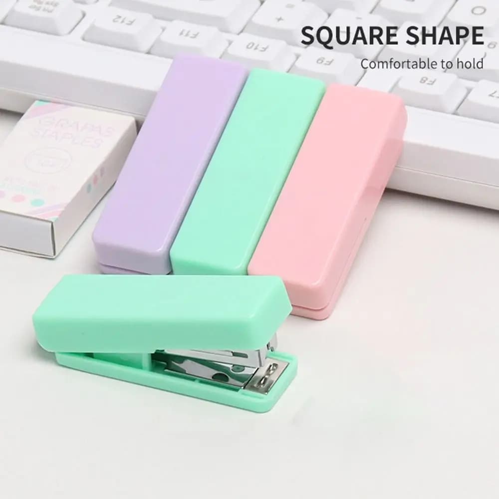Mini cucitrice portatile color caramello Forniture per rilegatura multifunzione Macchina per rilegatura Piccola cucitrice in metallo Ufficio scolastico