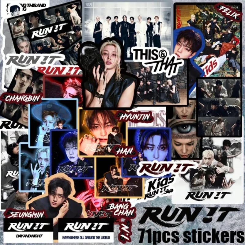 SKZ 71pcs Waterproof Sticker Set – “THIS & THAT” “RUN IT” K-POP Doodle Decals Perfect Gift for STAY