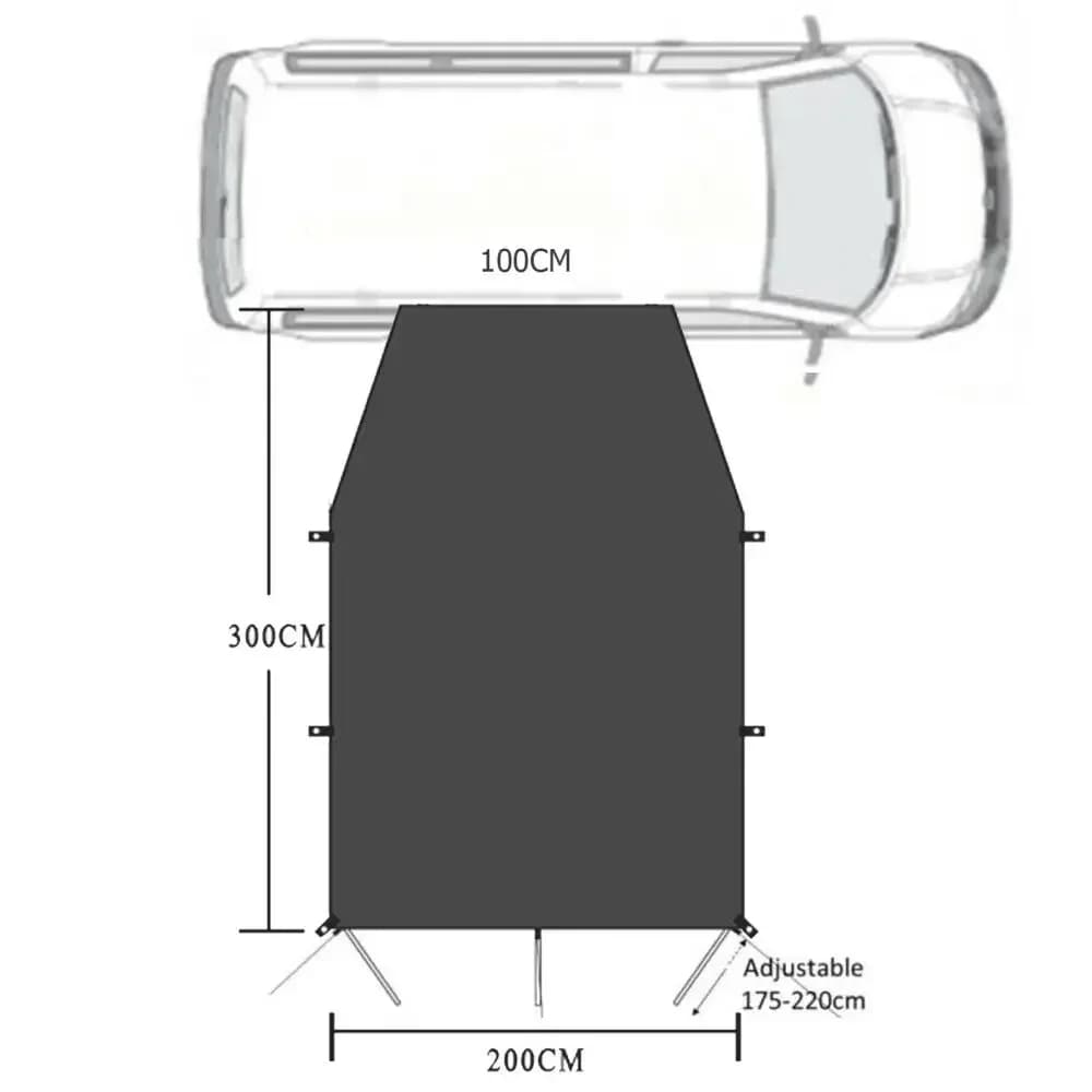 Tenda per auto tenda da campeggio laterale per auto tenda da tetto anti-uv tenda da sole impermeabile tenda da sole parasole per Suv per Jeep