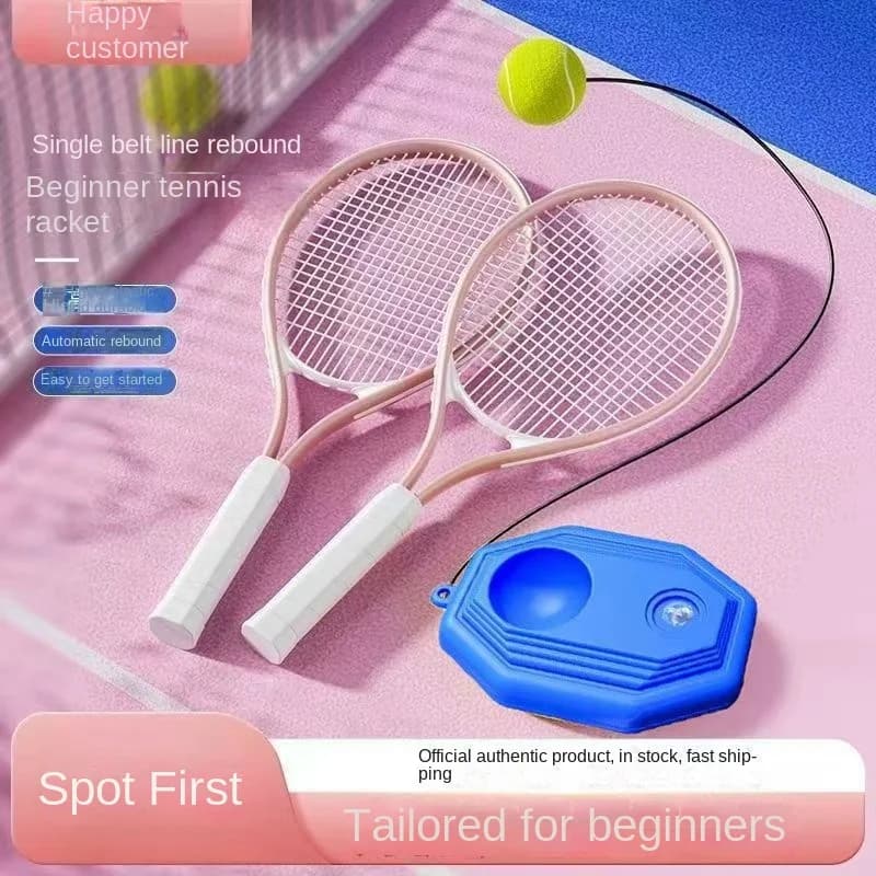 Set di racchette da tennis per principianti in lega di alluminio rosa Macaron, racchette da allenamento per adulti e bambini con borsa porta racchette.