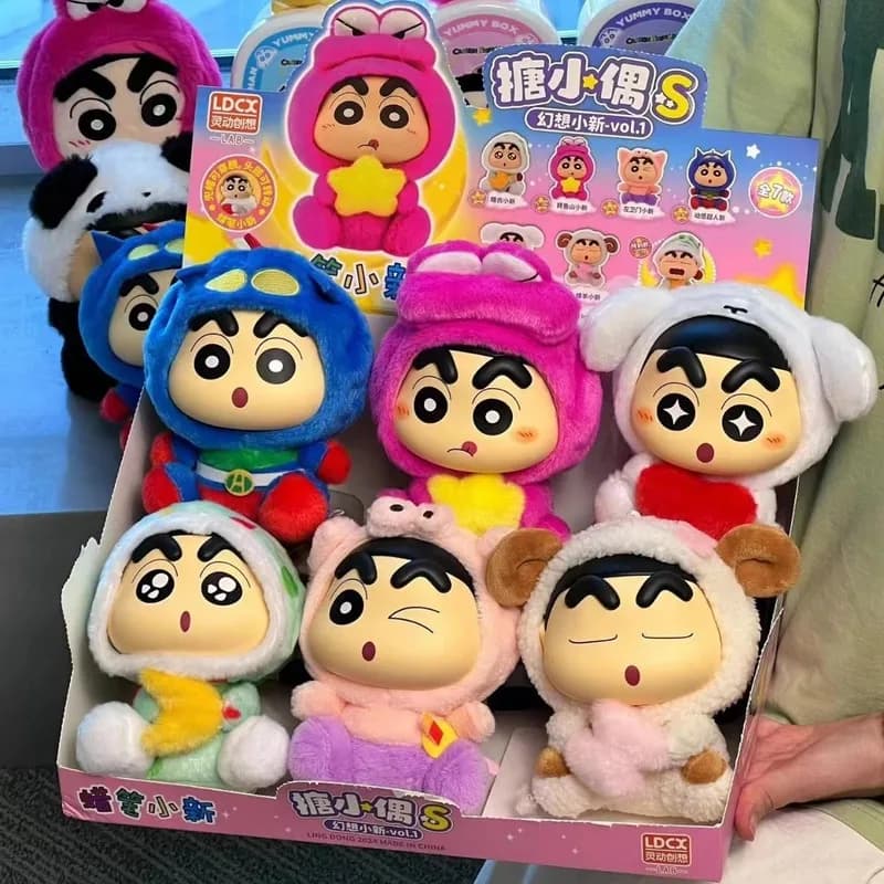 Serie di Bambole di Peluche a Sorpresa Crayon Shin-Chan, Giocattoli Carini in Scatola Misteriosa, Modellini Regalo di Natale per Bambini
