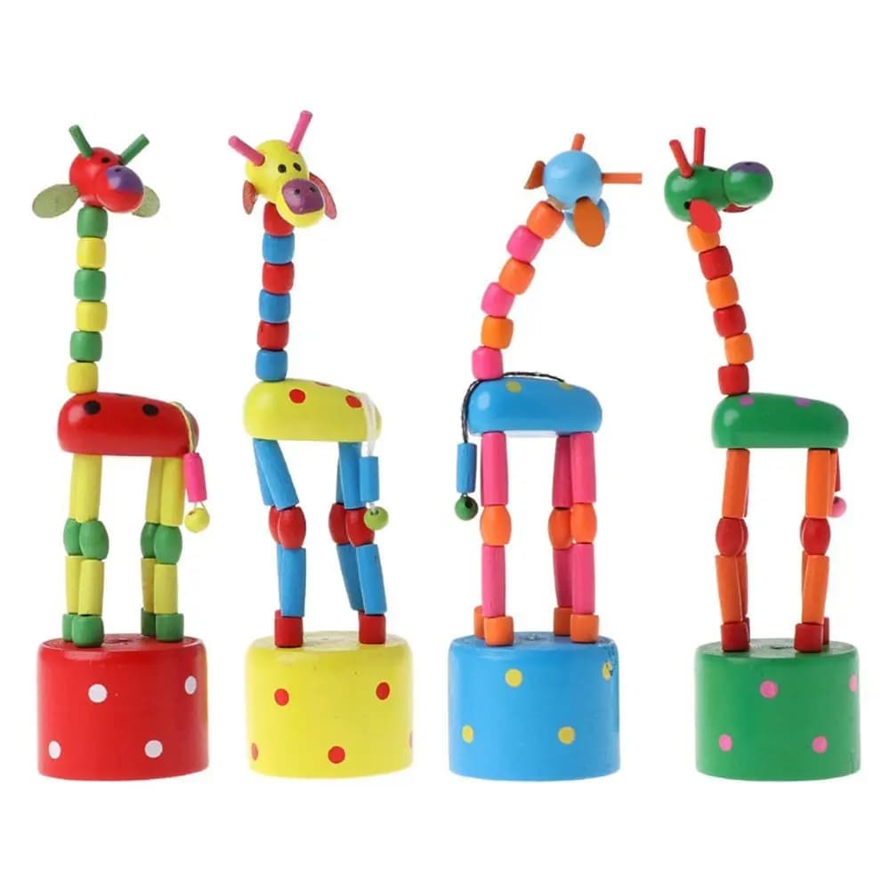 Giraffa Danzante in Legno Colorata, Divertente Giocattolo a Dondolo per Bambini, Decorazione per Feste, Simpatico Animale in Legno