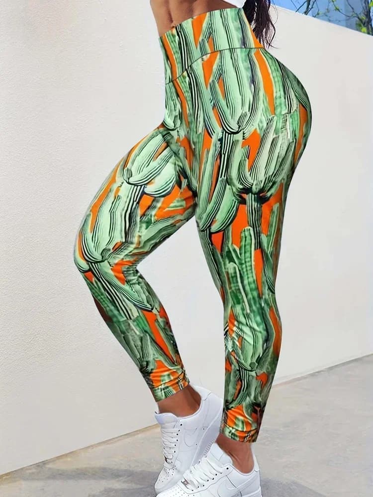 Slim leggings for women size 1XL-5XL casual elasticized high waist Comic Jungle Leggings with fashion print
