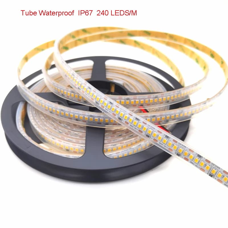Striscia flessibile LED impermeabile per esterni IP67 da 5 m ad alto lume 12v 24v 240 LED/M 20W/M 120 LED/M Luce per armadio 3000k 4500k 6000k