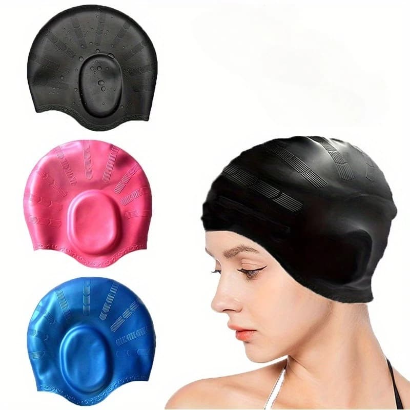 Cuffia da Nuoto Impermeabile ad Alta Elasticità con Protezione per le Orecchie, Cuffia da Immersione in Silicone Grande per Maggiore Comfort e Durabilità
