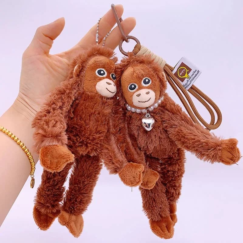 Portachiavi in peluche a forma di scimmietta dei cartoni animati, accessorio creativo e simpatico per zaini, regalo per i fan