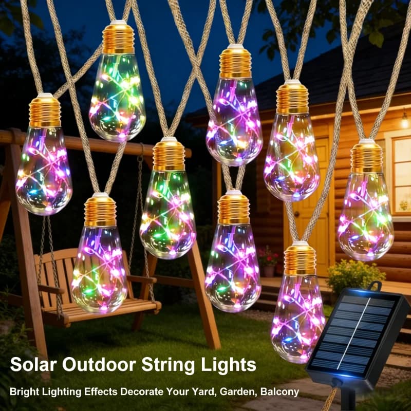 Luci Solari da Esterno a Stringa, 8 Modalità 15/10 Lampadine, Luci Fatate per Cortili, Giardini, Feste, Campeggio, Decorazioni Natalizie