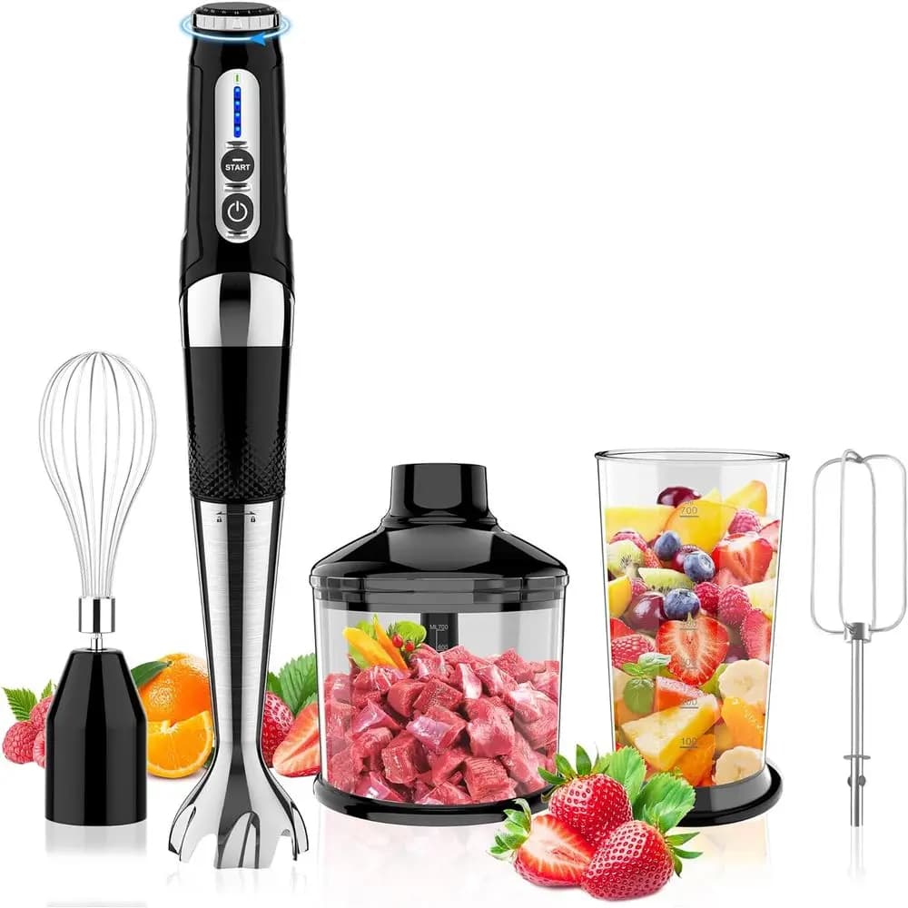 Frullatore elettrico multifunzione 4 in 1, 21 velocità, regolabile a 3 angoli, ricaricabile tramite USB, senza BPA, lavabile in lavastoviglie, ideale per