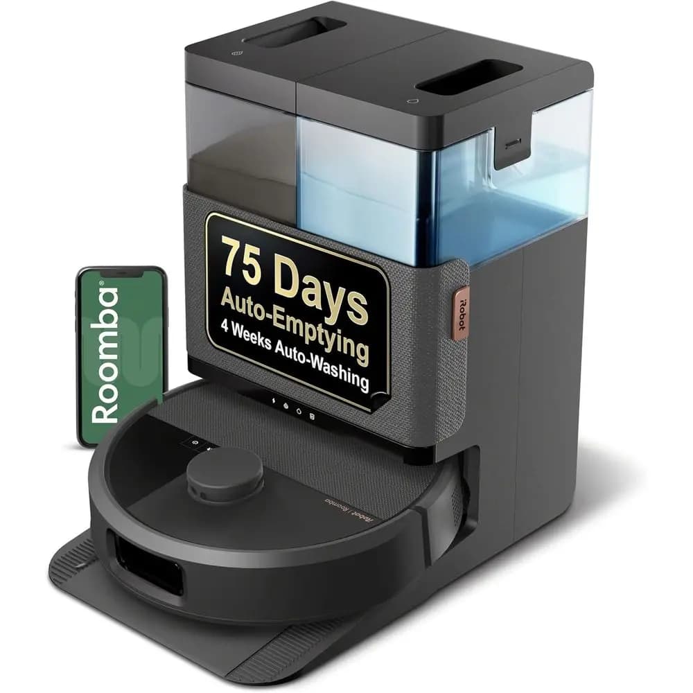 Robot Aspirapolvere e Lavapavimenti Roomba Plus 505 Combo con Dock AutoWash - Panni Rotanti Estensibili, Svuotamento Automatico, Lavaggio Panni e Asciugatura Riscaldata