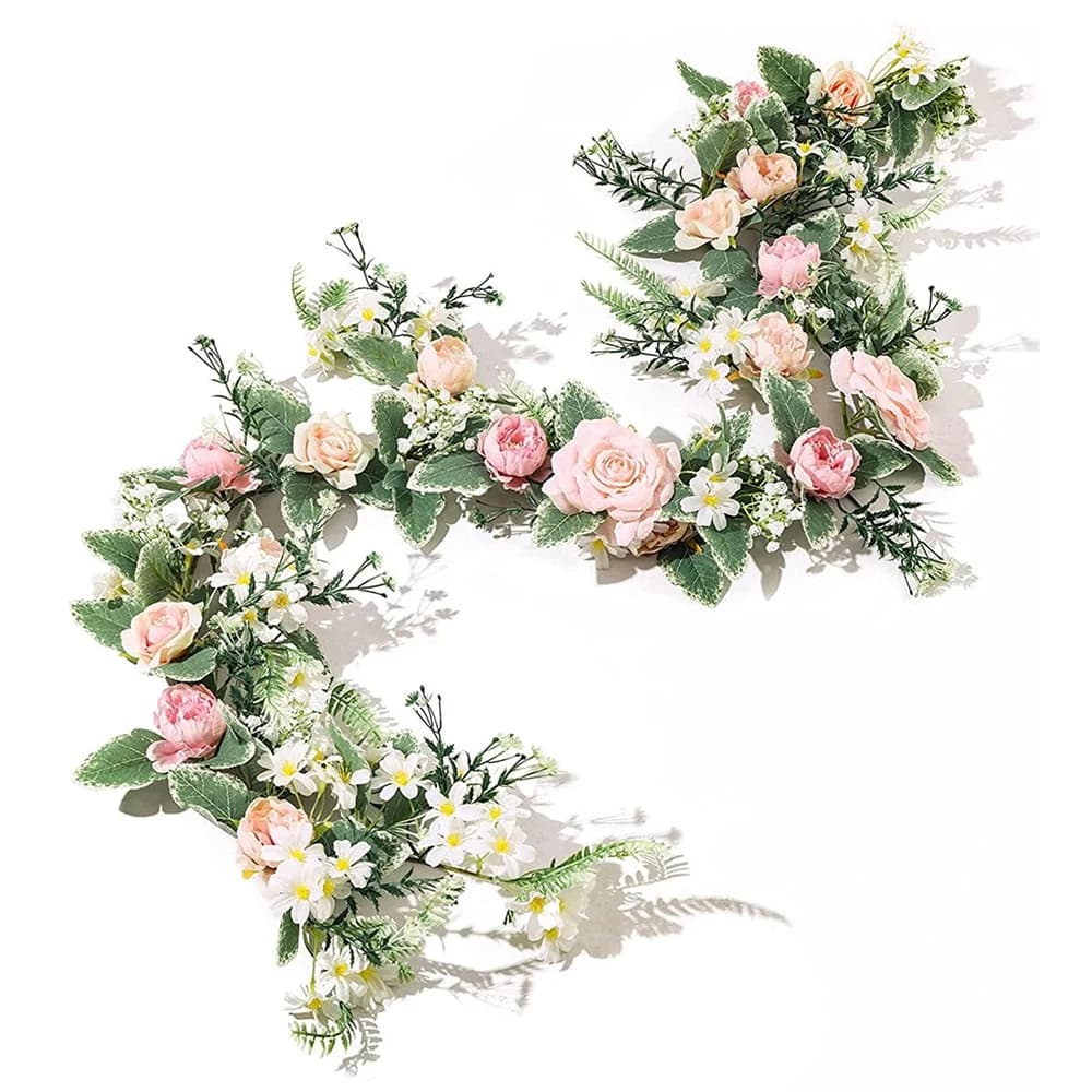 Artificial rose flower faces 175 cm Peony daisy floral garlands for wedding party decorations Valentine's day tabletop