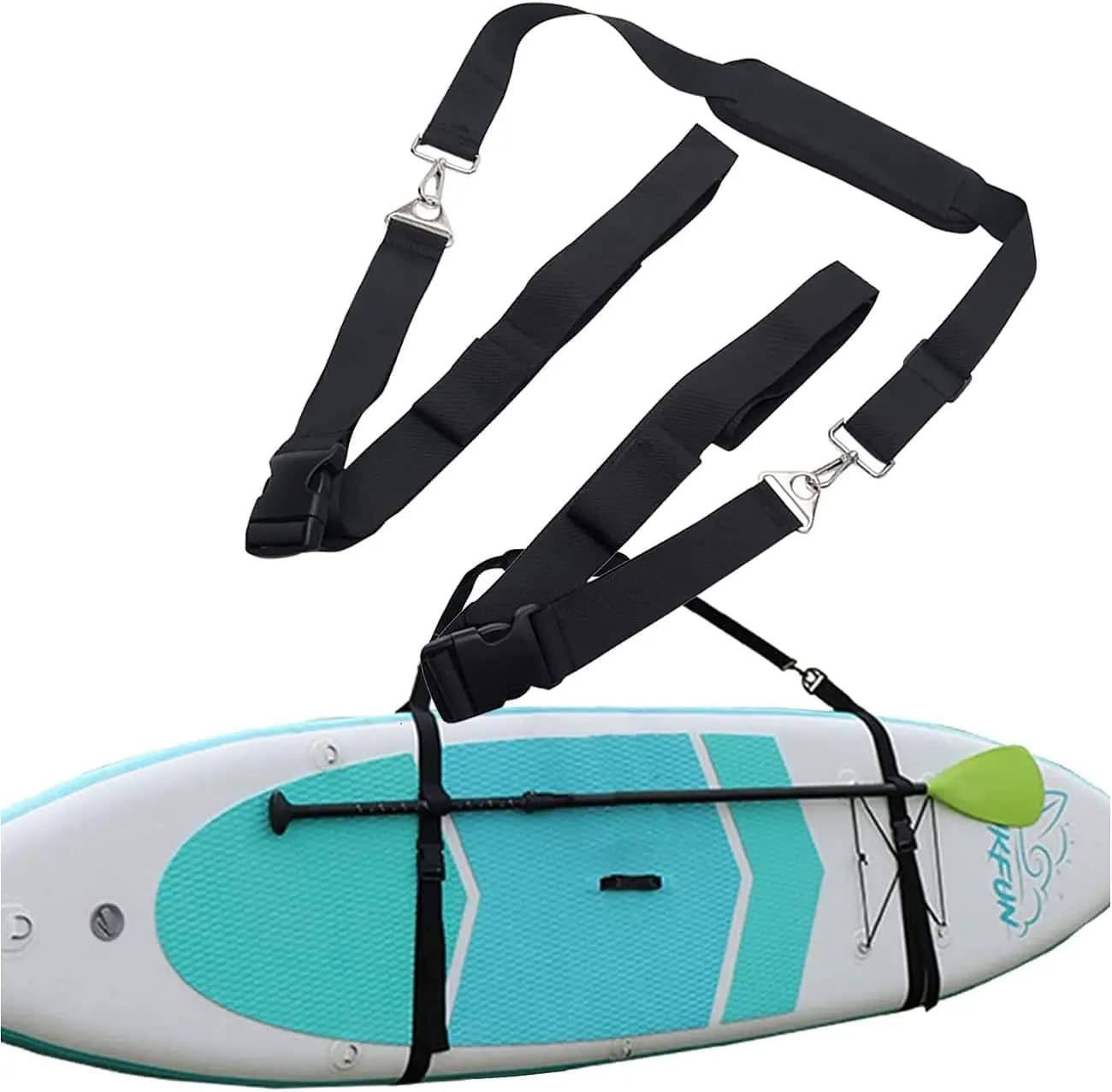Tracolle per paddleboard, SUP pesante regolabile, kayak, spallacci per tavola da surf con accessori in metallo e borse con coulisse