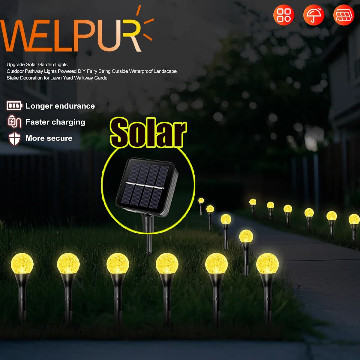 10/20/30LED Luce pilota solare Esterna Impermeabile Bubble Ball String per Passerella da giardino Decorazione del prato Lampada Luce di guida solare