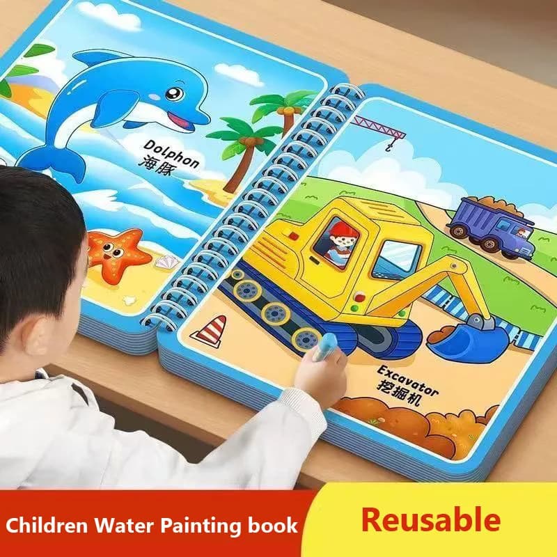 Libro da disegno ad acqua magico Giocattoli per pittura per bambini Libri da colorare riutilizzabili Giocattoli sensoriali per l'educazione precoce per la scrittura di quaderni per bambini
