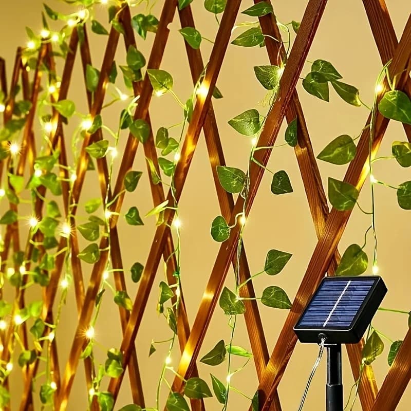 Lucine verdi da 20/50/100 LED con foglie di edera artificiale ad energia solare con 8 modalità per decorazioni natalizie per matrimoni in giardino