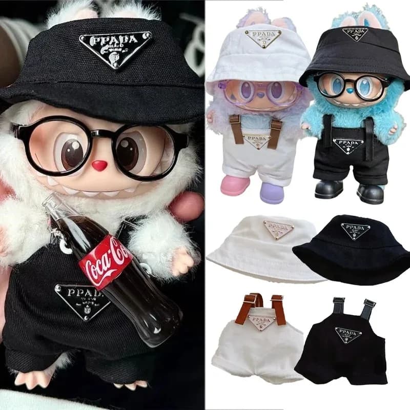 15 17 cm Per Labubu Doll Moda Triangel Invertito Vestito Cappello Borsa Vestiti Occhiali Scarpe Set Abbigliamento Casa delle bambole Regali Accessori