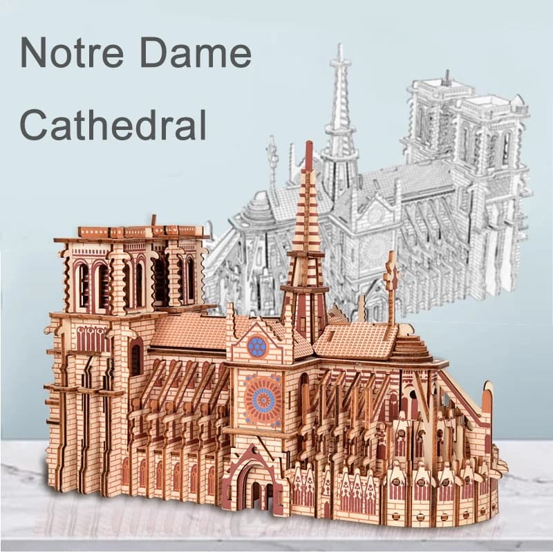 Cattedrale di Notre Dame Puzzle 3D in legno Casa da costruzione Nave Aereo Auto Modello di puzzle Giocattoli educativi per bambini Giochi di società per bambini