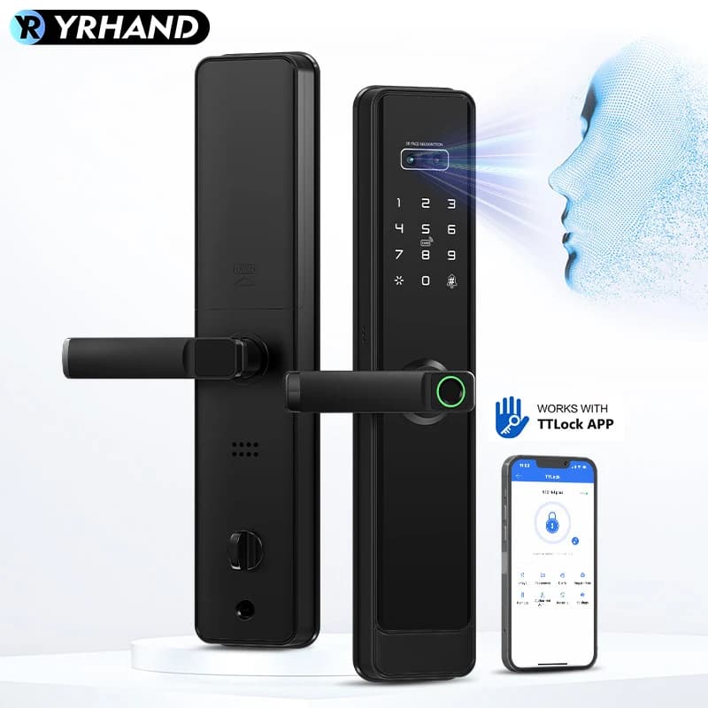 YRHAND Ttlock App 3D riconoscimento facciale fotocamera digitale per porte Fingerprint cerradura inteligente serratura elettronica intelligente per la casa
