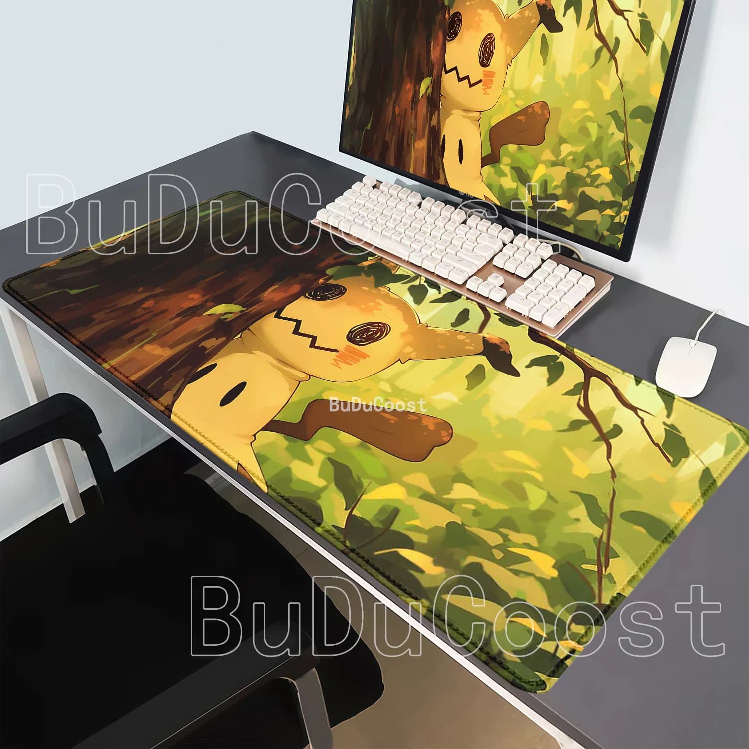 HD Printing Mimikyu Pokemon Anime Kawaii XXL PC Gaming Mouse Pad Keyboard Overlock Mousepad Offices 400x900mm Non-slip Desk Mat