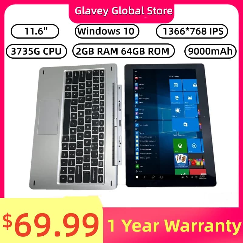 Nextbook 11.6 ''Windows 10 Tablet PC Quad Core 2 GB RAM 64 GB ROM Multi-touch 1366*768 IPS Intel Atom 3735G Compatible with HDMI