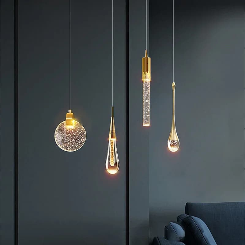 Lampadario moderno in cristallo a bolle Lampada a sospensione Lampade a sospensione per sala da pranzo Camera da letto Bar Caffetteria Lampada a sospensione a LED Decorazione della casa