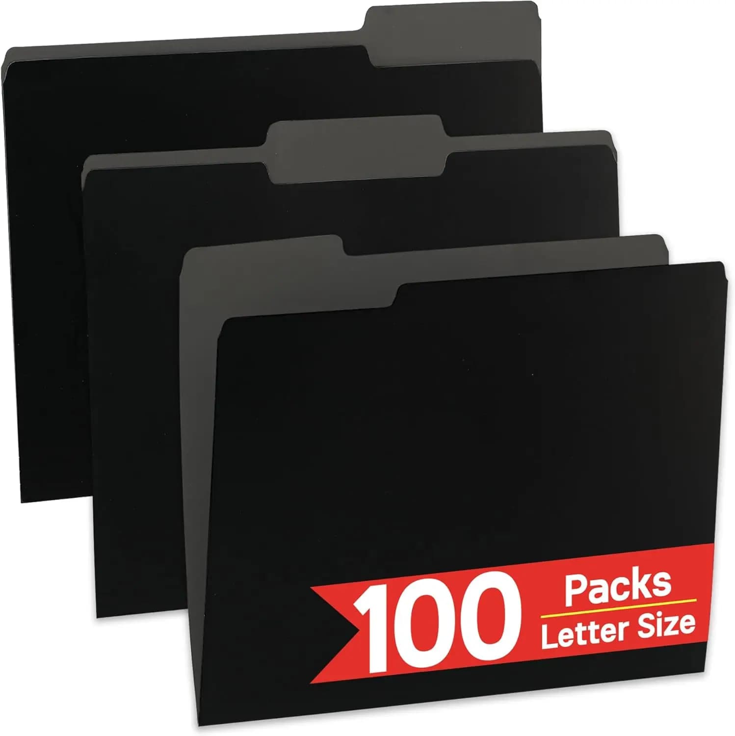 100 Cartelle Portadocumenti Nere, Formato Letter con Linguette a 1/3 di Taglio per Organizzazione in Ufficio, Scuola e Casa