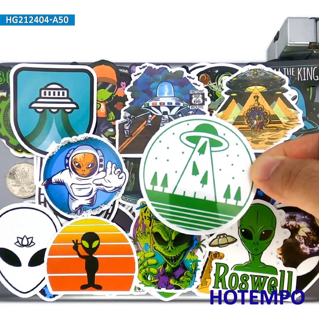 20/30/50 pieces, Alieni Retro Stickers, Space, Roswell, ET, UFO, Funny Decalcomanie, for luggage, phone, laptop, helmets, bike, car, guitar, skateboard, scrapbook, Motorcycle sticker