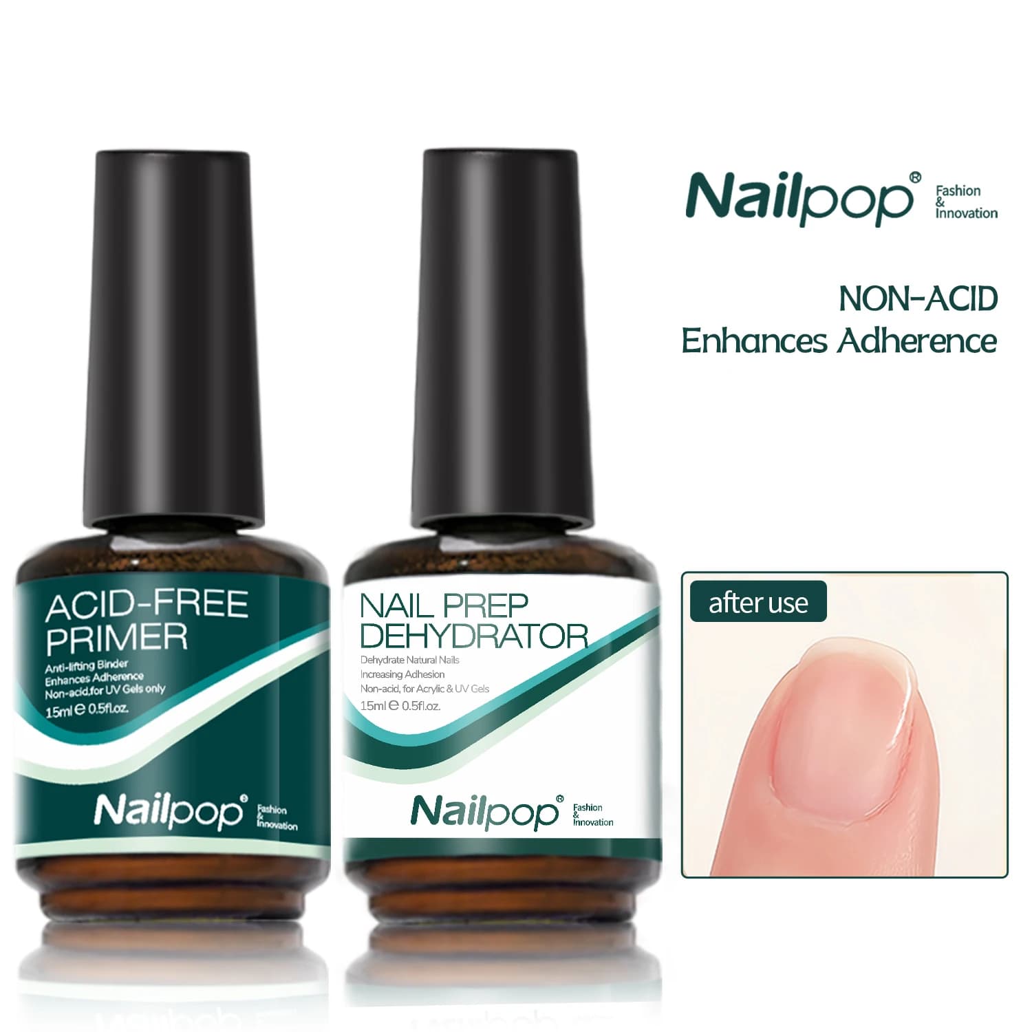Nailpop Disidratatore per unghie e primer Senza acidi Asciugatura rapida Forte adesione Primer Gel Smalto a lunga durata Adesivo UV per nail art
