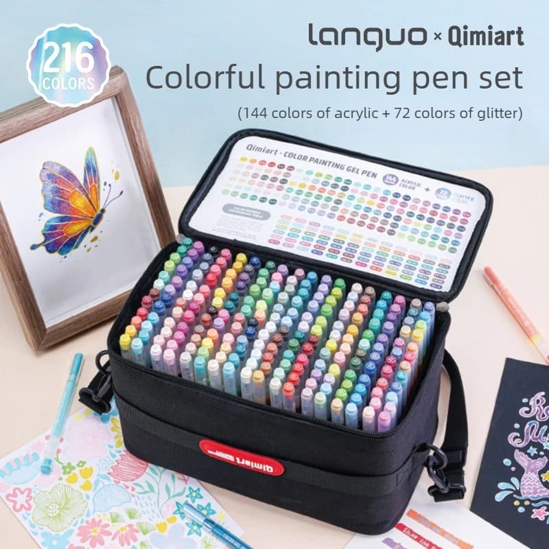 Set di Penne Gel Languo 216 Colori, 1.0 mm, Colori Morandi, Penne Multicolore per Ufficio e Scuola