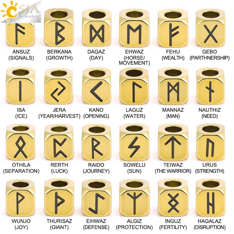 5 pezzi Rune vichinghe Segni Accessori Alfabeti runici Lettere Simbolo sacro Perlina per creazione fai da te Bracciale Collana Gioielli C12